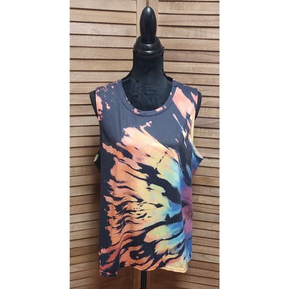 Shoreline Wear Womens Black Tiger Tie-Dye Sleeveless T-Shirt Tee Size 2X XXL Top - Picture 1 of 6